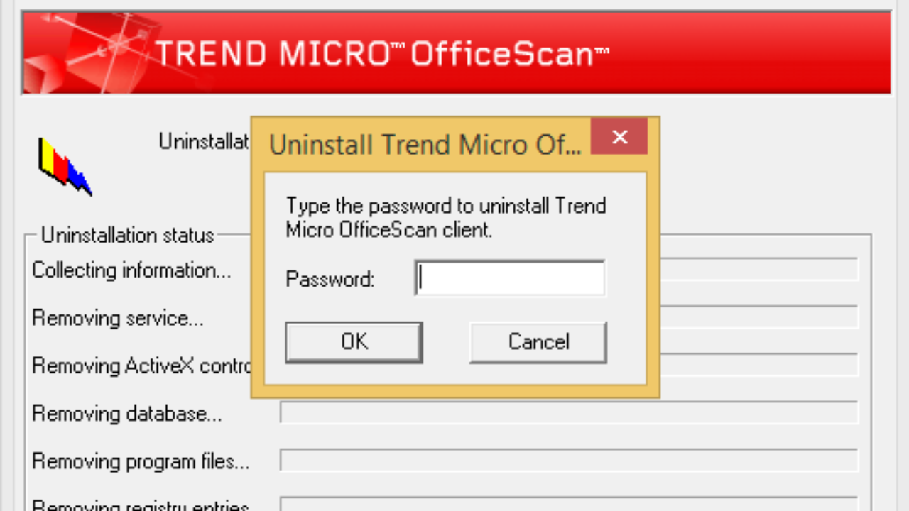 unable to uninstall trend micro antivirus